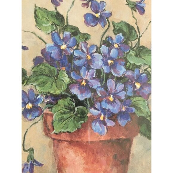 Barbara Mock Print Matted Rustic Distressed Framed Purple Violets Floral Flowers - Picture 3 of 12